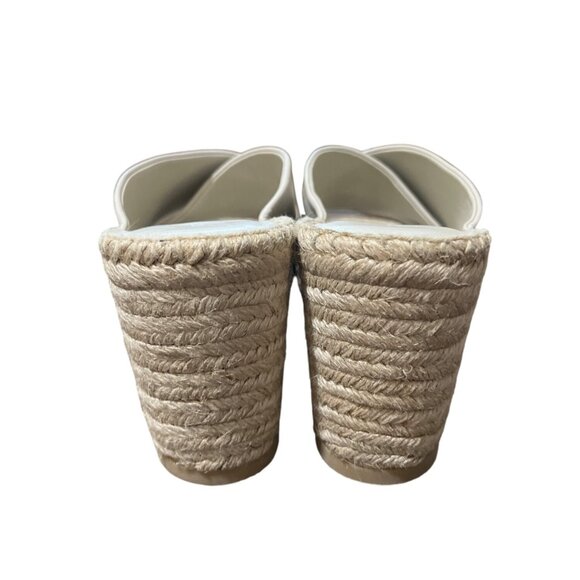 Vince Gaelan Sandals Square Toe White Crossover Espadrille Wedge Womens Size 9 - Picture 4 of 10